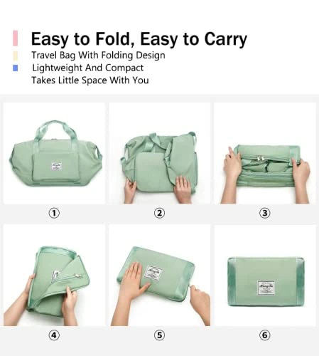 Faux Leather Foldable Travel Duffel Bag with Dry & Wet Separation
