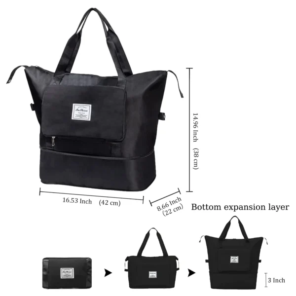 Faux Leather Foldable Travel Duffel Bag with Dry & Wet Separation