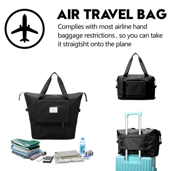 Faux Leather Foldable Travel Duffel Bag with Dry & Wet Separation