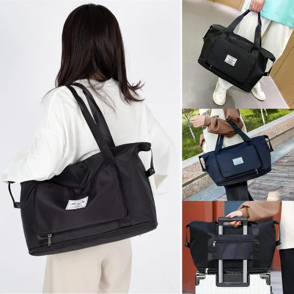 Faux Leather Foldable Travel Duffel Bag with Dry & Wet Separation