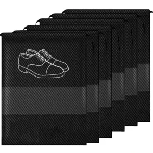Pack of 6 Travel Shoe Bags Organizer – Dustproof Storage Pouches, Black