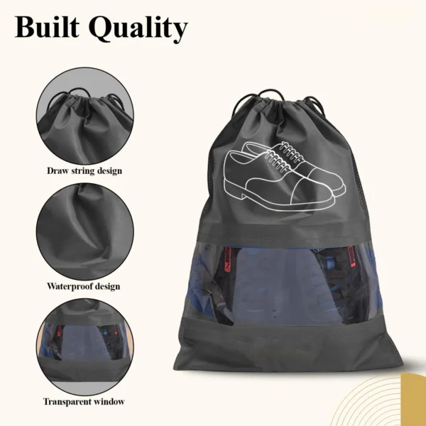 Pack of 6 Travel Shoe Bags Organizer – Dustproof Storage Pouches, Black