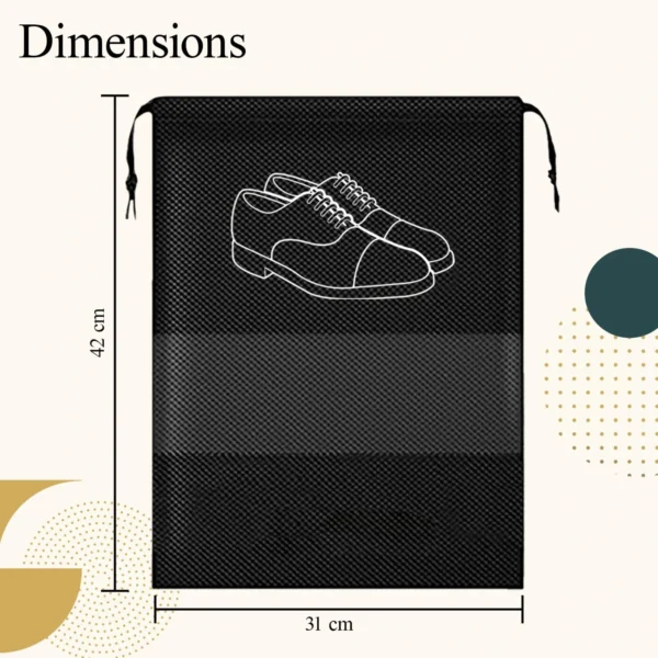 Pack of 6 Travel Shoe Bags Organizer – Dustproof Storage Pouches, Black