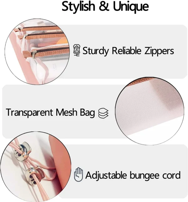Portable Pink Makeup and Toiletry Organizer Pouch for Travel – Cosmetic Bag for Women