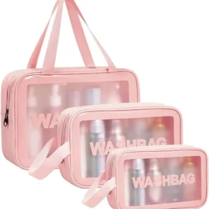 Set of 3 Makeup Travel Pouches - Cosmetic Bags for Toiletries, Brushes, and Cosmetics